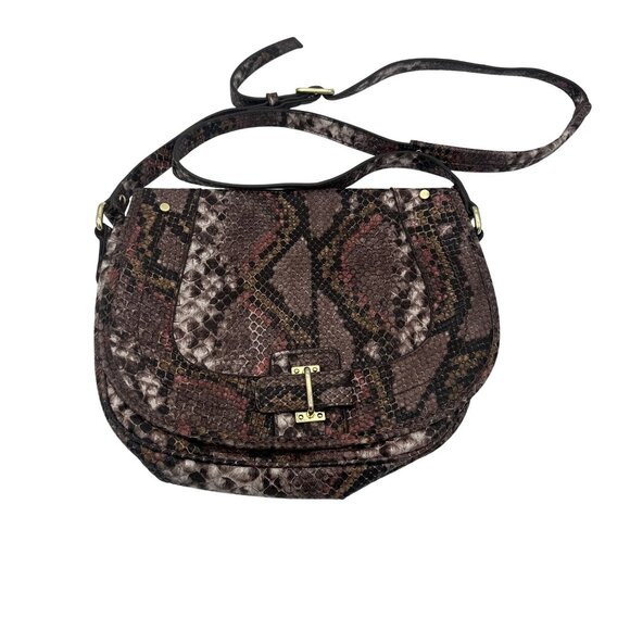 Nine West Snake Print Crossbody Bag With Adjustable Strap & Gold Hardware - Picture 1 of 6